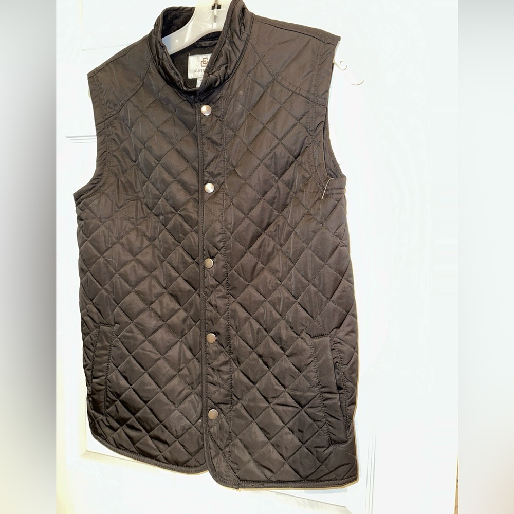 NNT Class Club Sz 14/16 Black Quilted Vest Sleeveless Zip & Snap Waist Snaps
